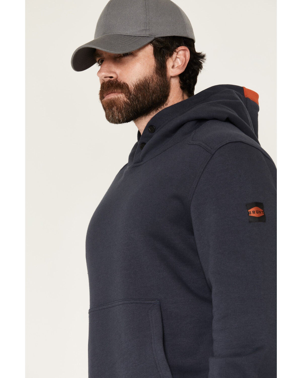 Image #2 - Brunt Workwear Men's Shelvin Hooded Sweatshirt, Navy, hi-res