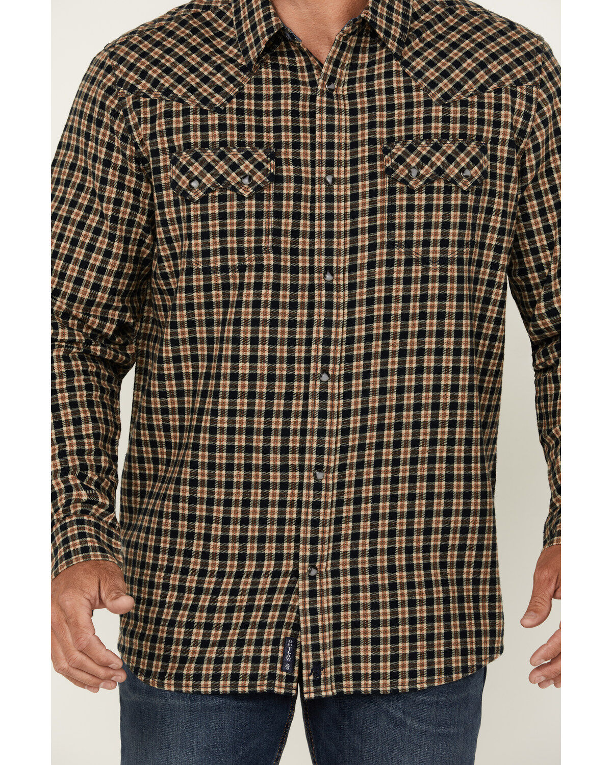 Image #3 - Moonshine Spirit Men's Bar Table Plaid Print Long Sleeve Snap Western Shirt, Navy, hi-res