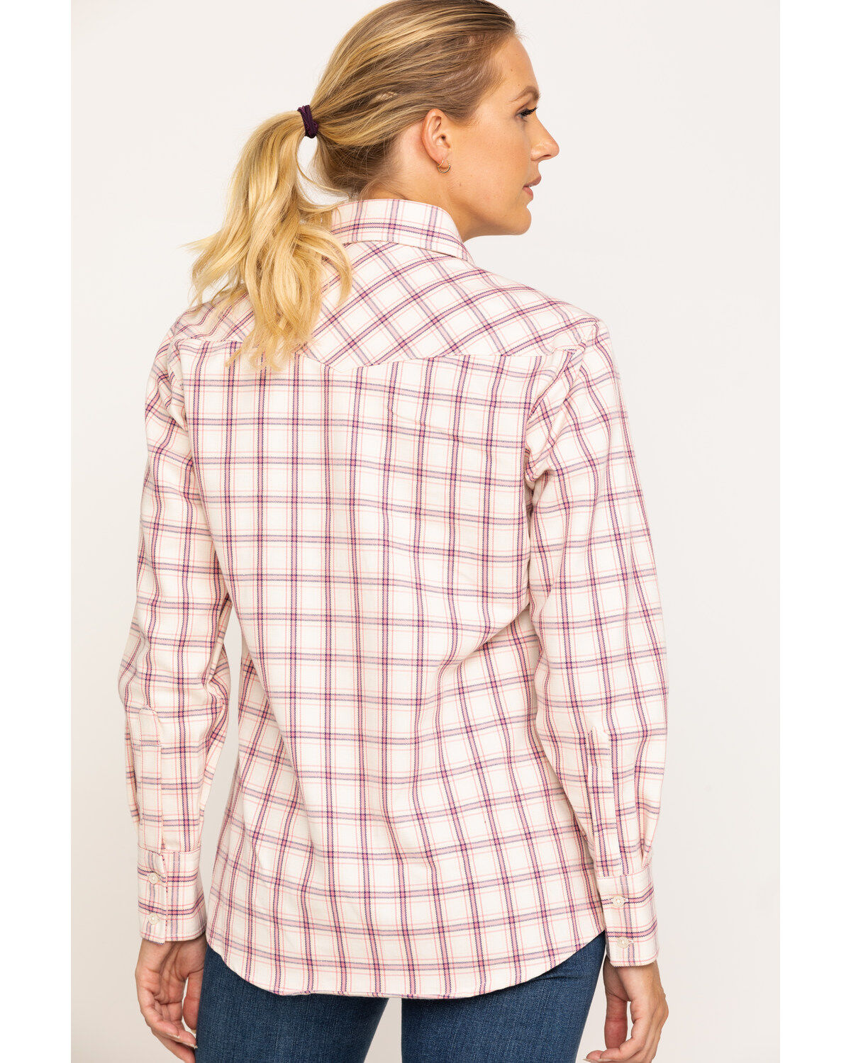 Image #2 - Wrangler Women's Pink FR Plaid Shirt, , hi-res
