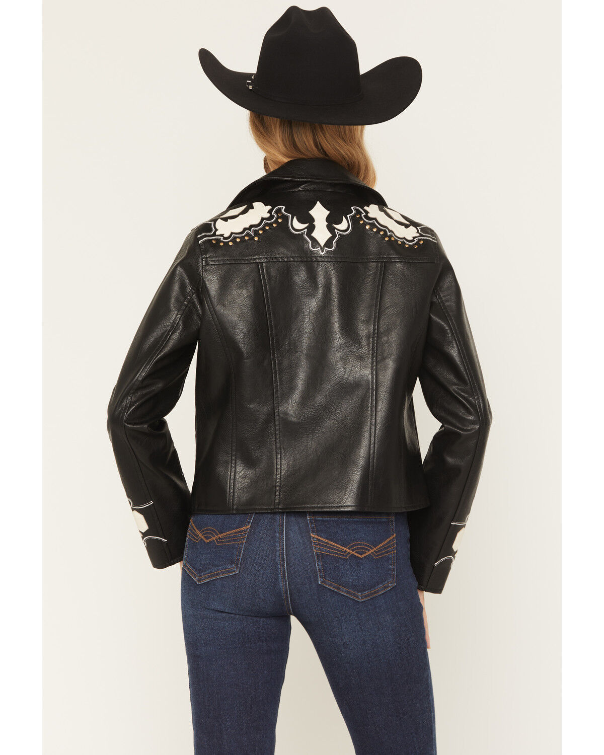 Image #4 - Stoosh Women's Embellished Faux Leather Jacket, Black, hi-res