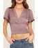 Image #3 - Shyanne Women's Millie Flutter Sleeve Smocked Waist Cropped Top, Slate, hi-res
