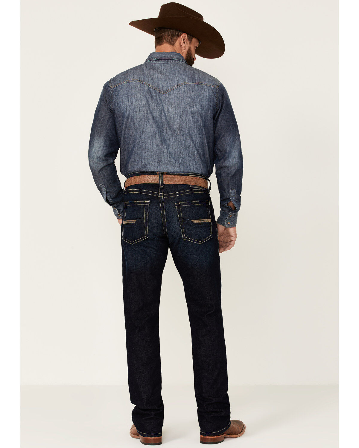 Image #3 - Ariat Men's M5 Newcastle Marshall Dark Wash Stretch Straight Leg Jeans, Blue, hi-res