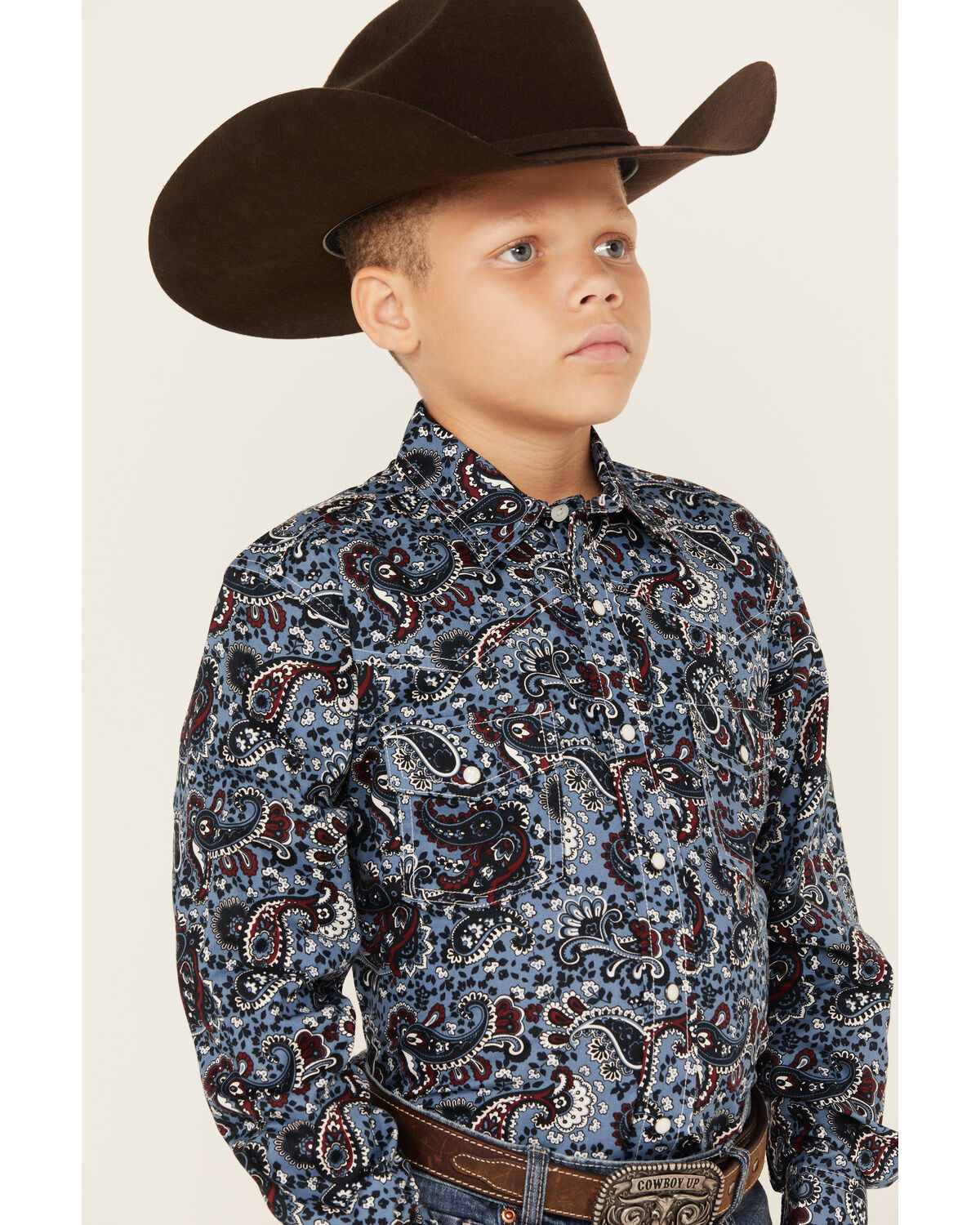 Image #2 - Cinch Boys' Paisley Print Long Sleeve Button-Down Western Shirt, , hi-res