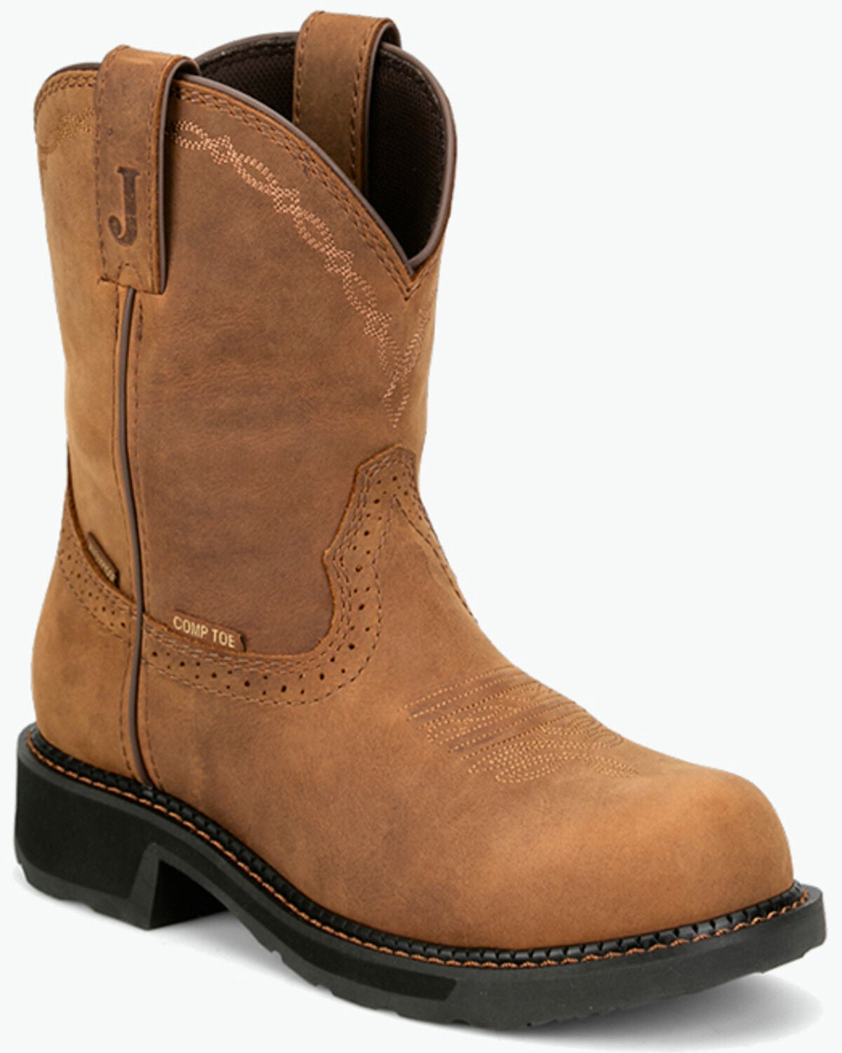 Justin Women's 8" Darby Wellington Work Boots - Nano Composite Toe, Brown, hi-res