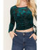 Shyanne Women's Side Tie Long Sleeve Top, Deep Teal, hi-res