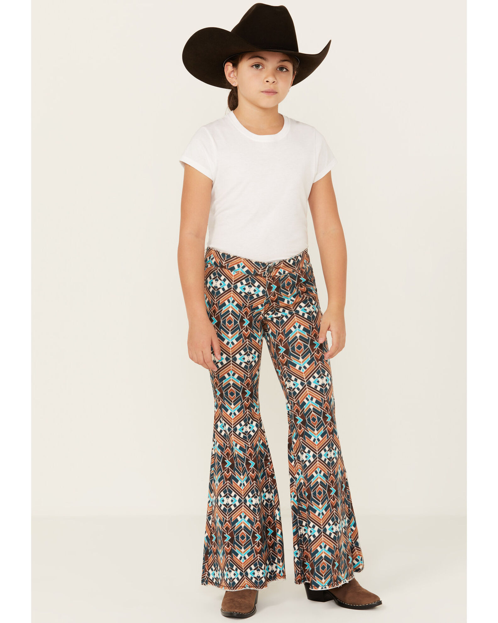 Rock Roll Denim Girls Geo Print Stretch Bell Bottom Jeans Boot Barn
