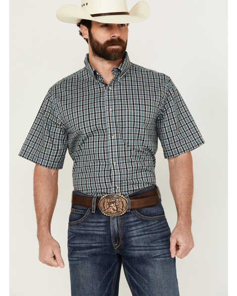 Wrangler Riata Men's Assorted Plaid Print Short Sleeve Button-Down Western Shirt , Multi, hi-res