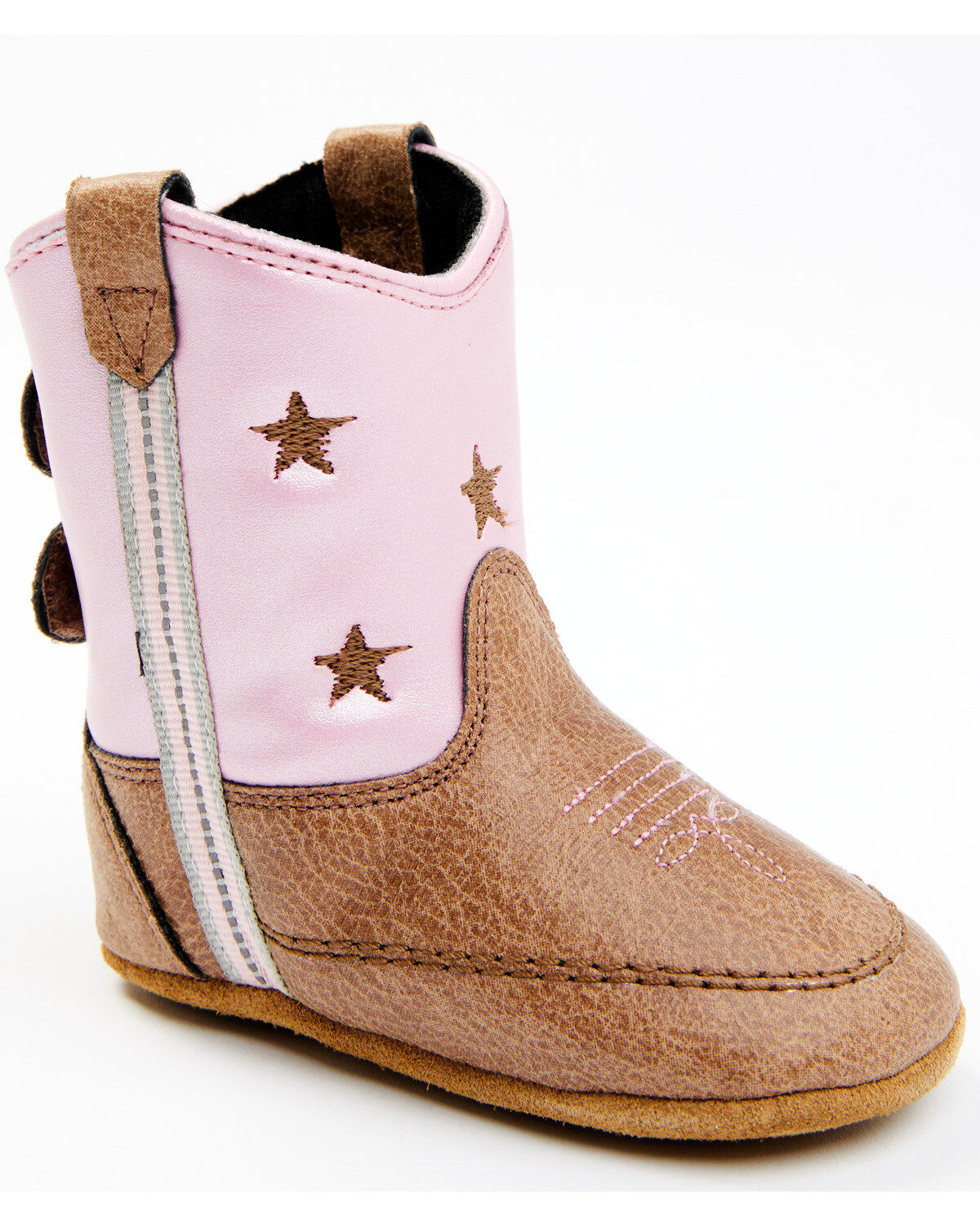 Image #1 - Boot Barn Infant Girls' Lia Poppet Little Star Western Boots - Round Toe, Brown/pink, hi-res
