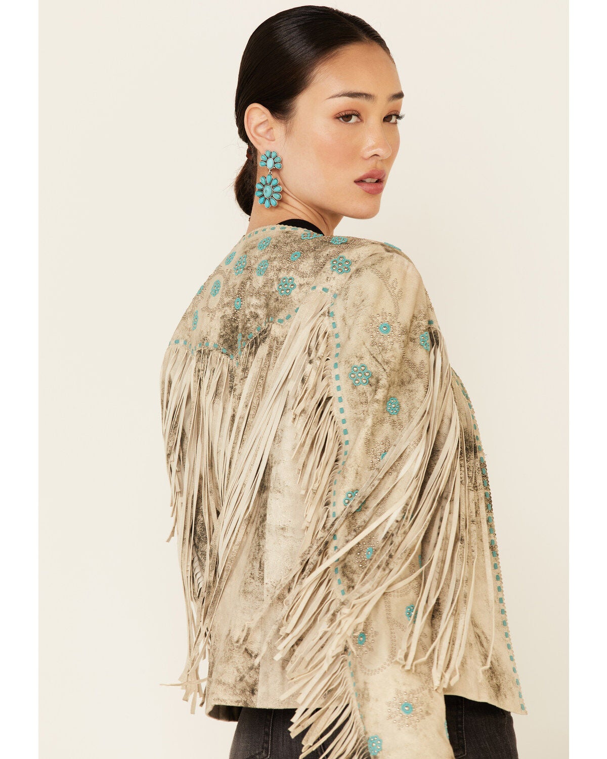 cream fringe jacket