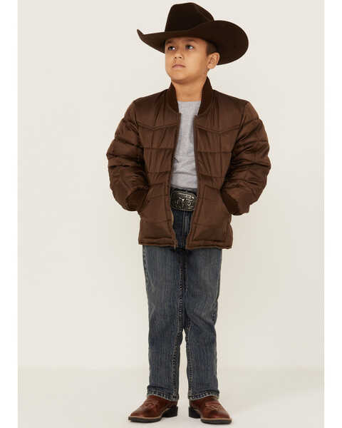 Image #4 - Roper Boys' Brown Rangewear Quilted Poly Fill Down Jacket , , hi-res