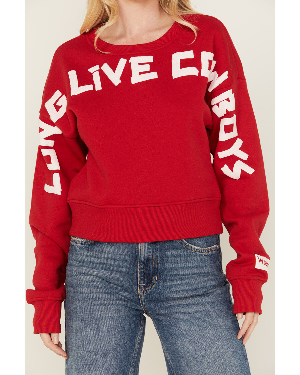 Image #3 - Wrangler Retro Women's Long Live Cowboys Pullover, Red, hi-res