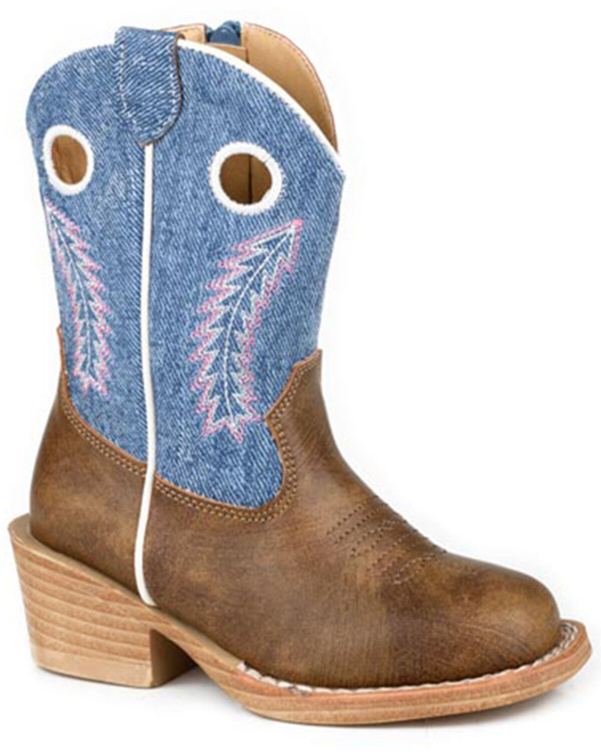 Image #1 - Roper Toddler Girls' Willow Western Boots - Broad Square Toe, Brown, hi-res