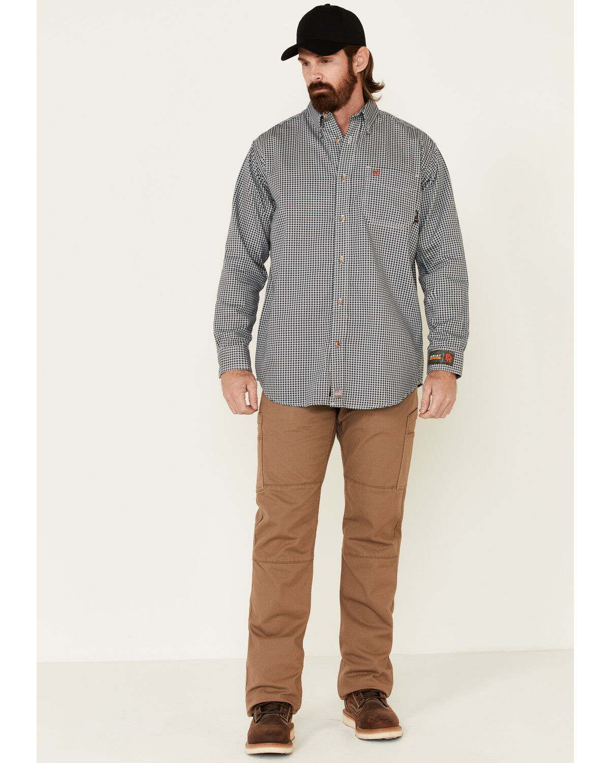 Ariat Men's FR Plaid Print Long Sleeves Button-Down Work Shirt