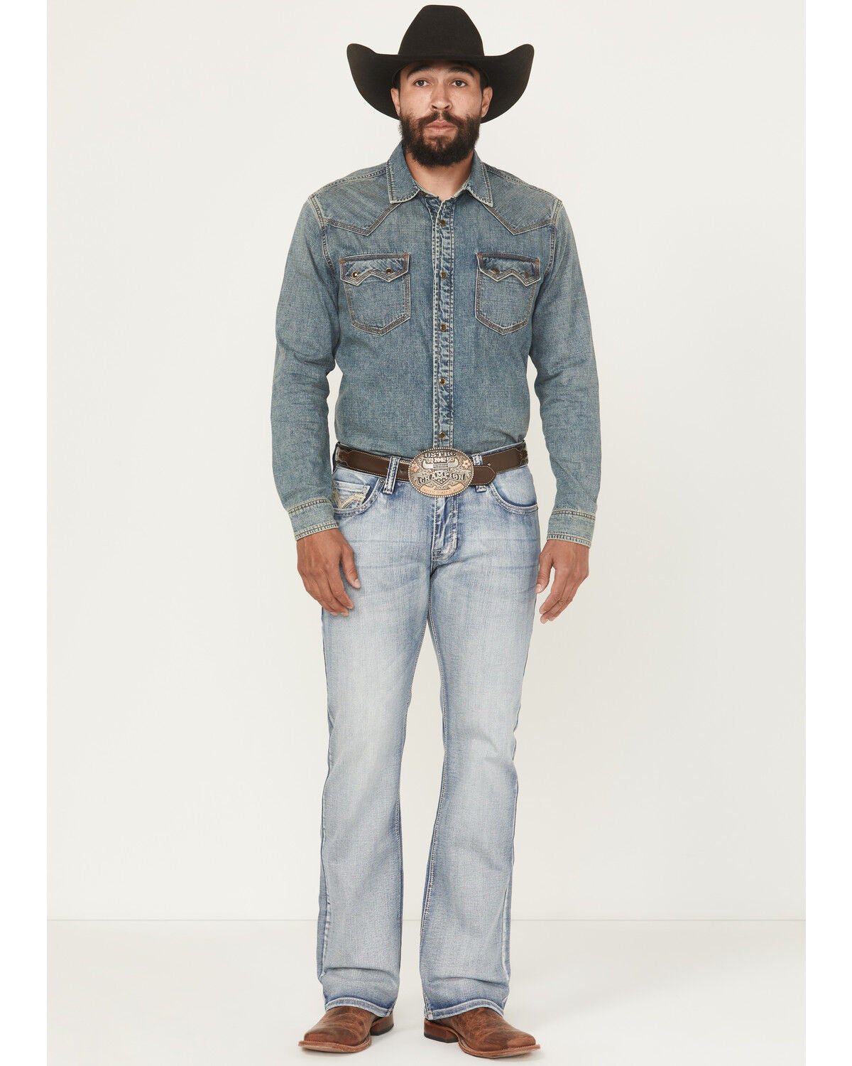 Rock & Roll Denim Men's Boot Barn Exclusive Light Wash Pistol Bootcut Stretch Denim Jeans, Light Wash, hi-res