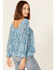 Beyond The Radar Women's Floral Print Long Sleeve Mesh Top, Blue, hi-res