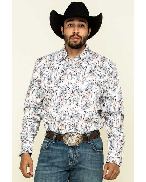 Image #1 - Cody James Core Men's Rodeo Drive Large Paisley Print Long Sleeve Western Shirt , , hi-res