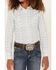 Panhandle Girls' Steer Head Print Long Sleeve Snap Shirt, White, hi-res