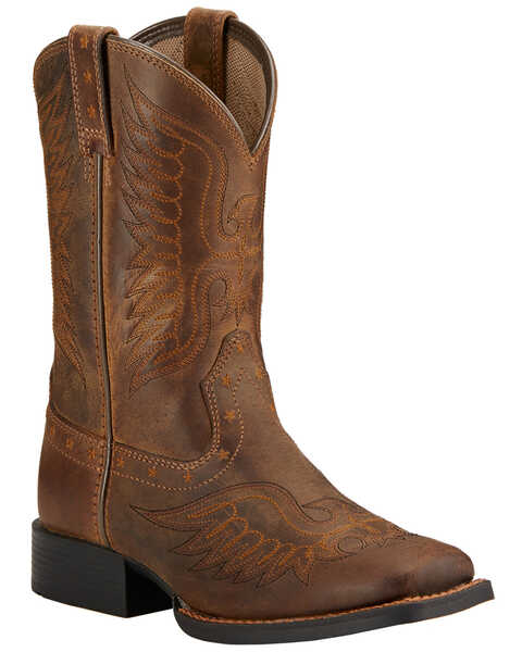 Ariat Kid's Honor Square Toe Western Boots, Distressed, hi-res