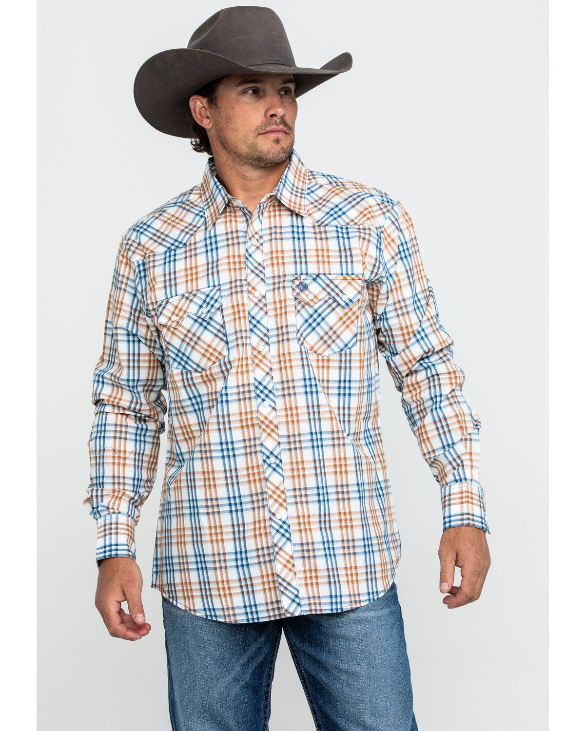 Image #1 - Wrangler Retro Men's Multi Med Plaid Long Sleeve Western Shirt , , hi-res