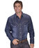 Image #1 - Scully Men's Solid Whipstitch Denim Retro Long Sleeve Western Shirt, , hi-res