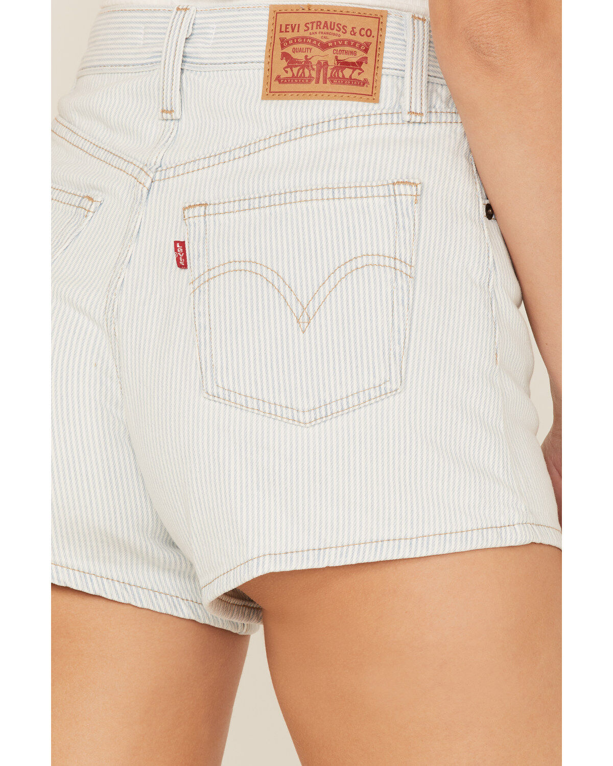 Image #4 - Levi's Women's High Rise Stripey Mom Denim Jean Shorts, , hi-res