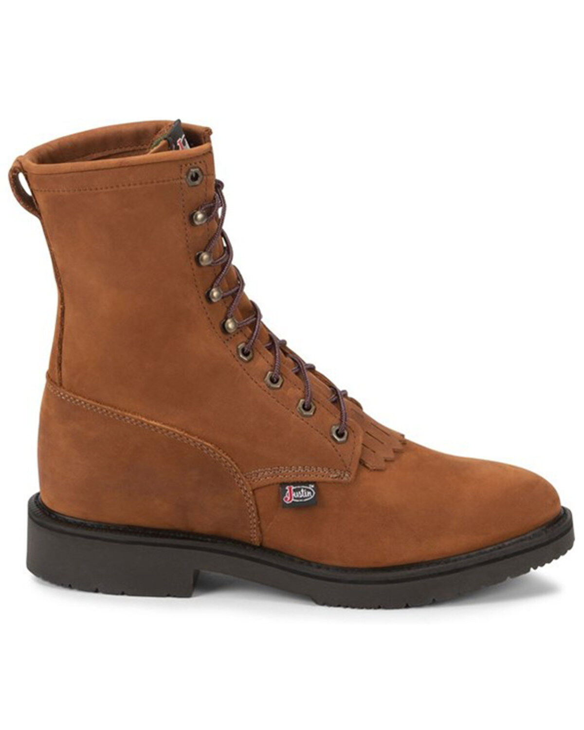 Image #2 - Justin Men's Lace Up Work Boots, Brown, hi-res