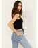 Image #4 - Shyanne Women's Pointelle Cinch Front Tank, Black, hi-res