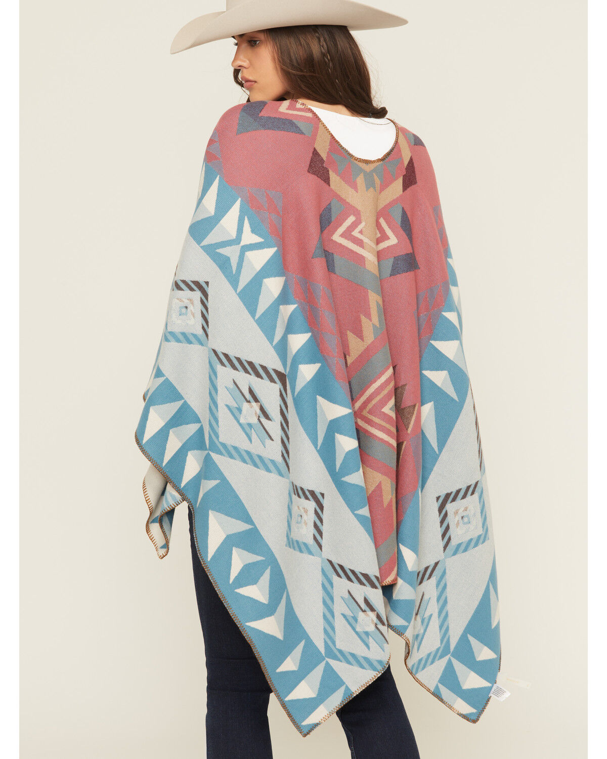 Image #4 - Shyanne Women's Southwestern Print Shawl, Aqua, hi-res