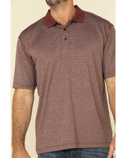 Image #4 - Cody James Core Men's Burgundy Tonal Striped Short Sleeve Polo Shirt , , hi-res