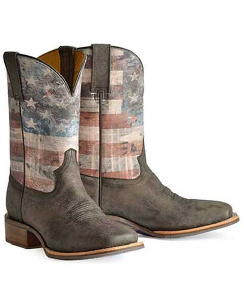 Tin Haul Men's Patriot Western Boots - Broad Square Toe, Brown, hi-res