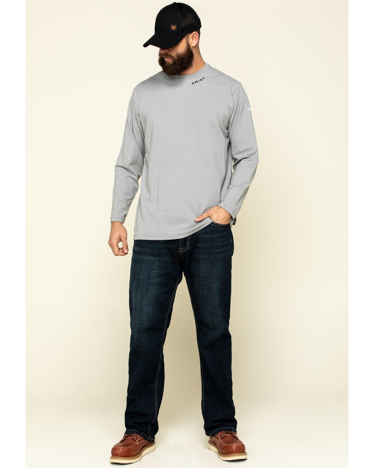 Image #6 - Ariat Men's FR Baselayer Long Sleeve Work T-Shirt, Silver, hi-res