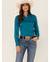 Image #1 - RANK 45® Women's Vented Performance Outdoor Long Sleeve Snap Western Shirt, Teal, hi-res