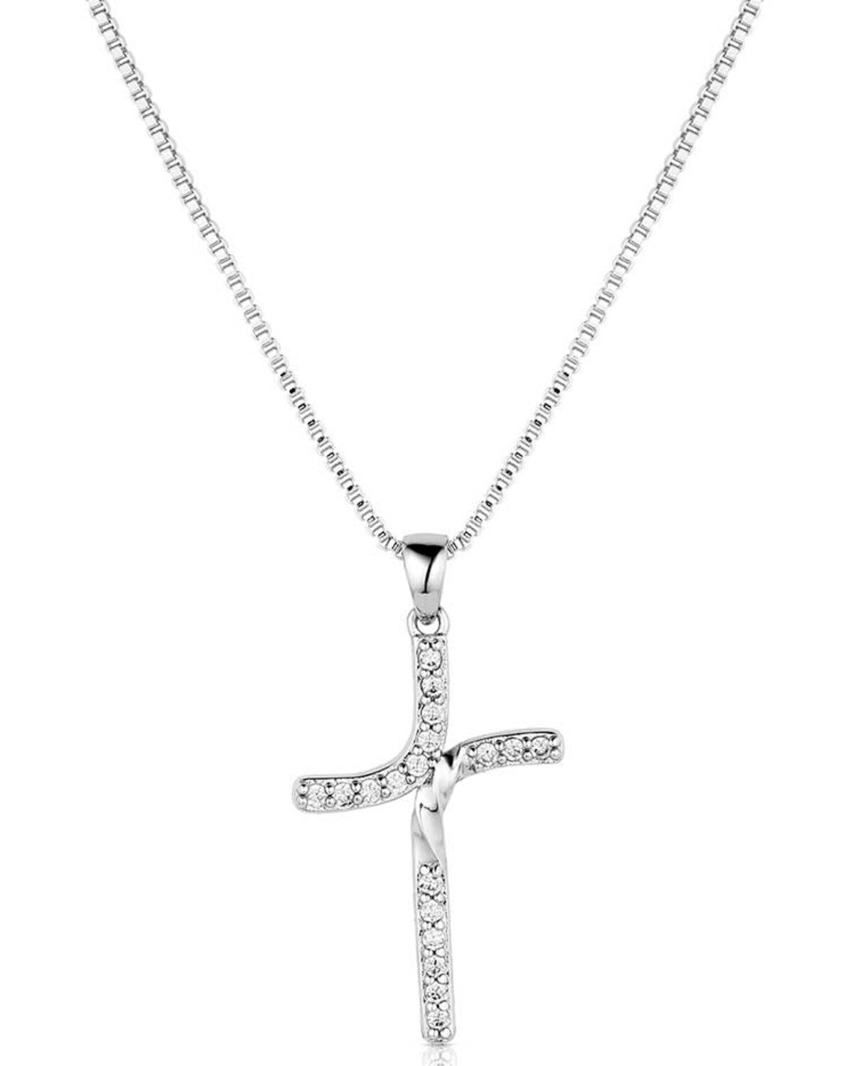 Image #1 - Montana Silversmiths Women's Bend Don't Break Cross Necklace, Silver, hi-res
