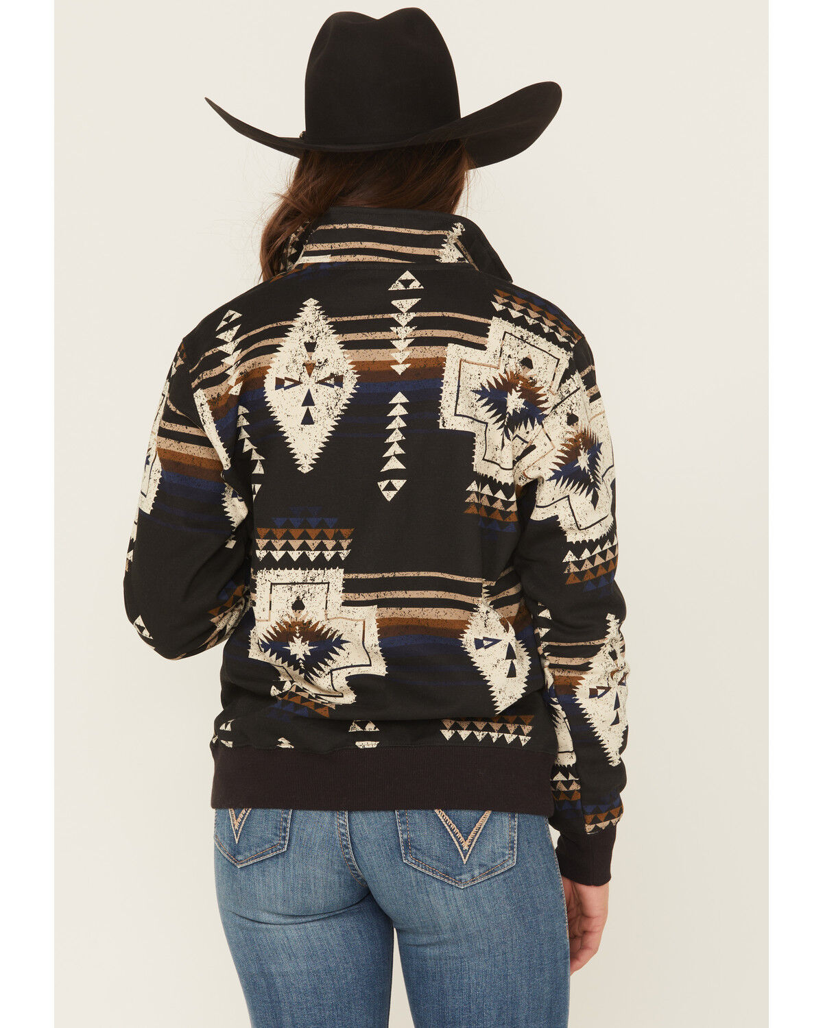 Image #4 - Ariat Women's Southwestern Print 1/4 Zip Pullover, Black, hi-res
