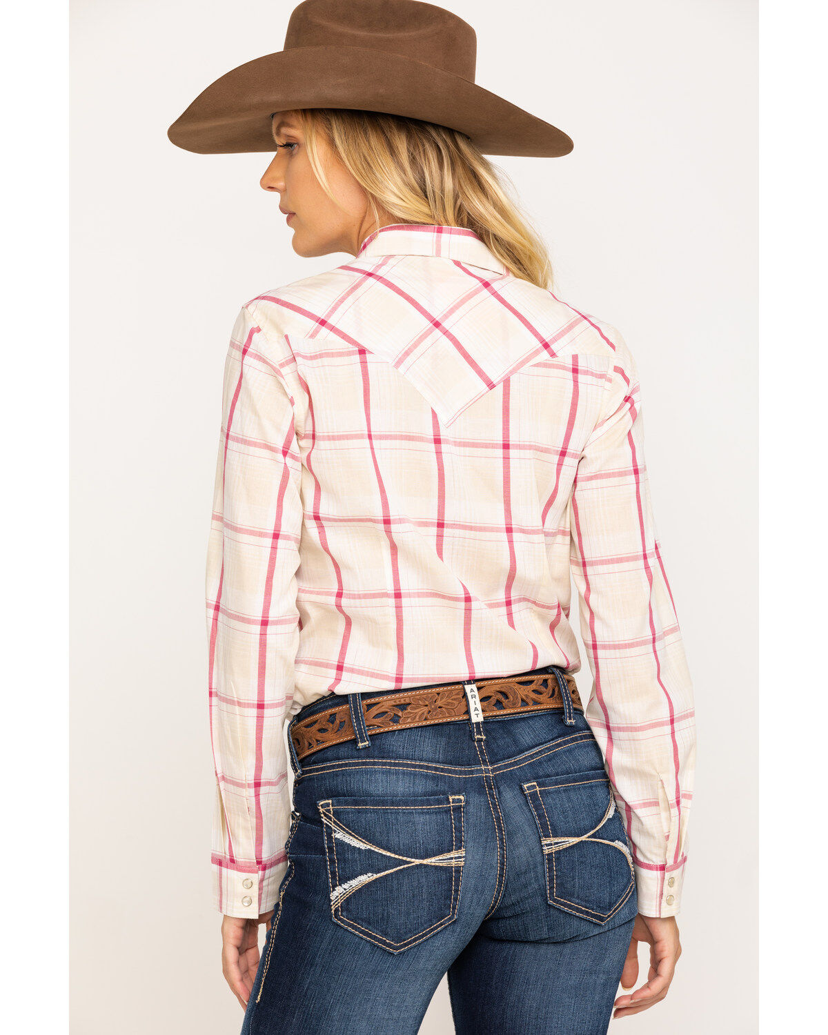 Image #2 - Wrangler Women's Boot Barn Exclusive Plaid Long Sleeve Western Shirt, , hi-res