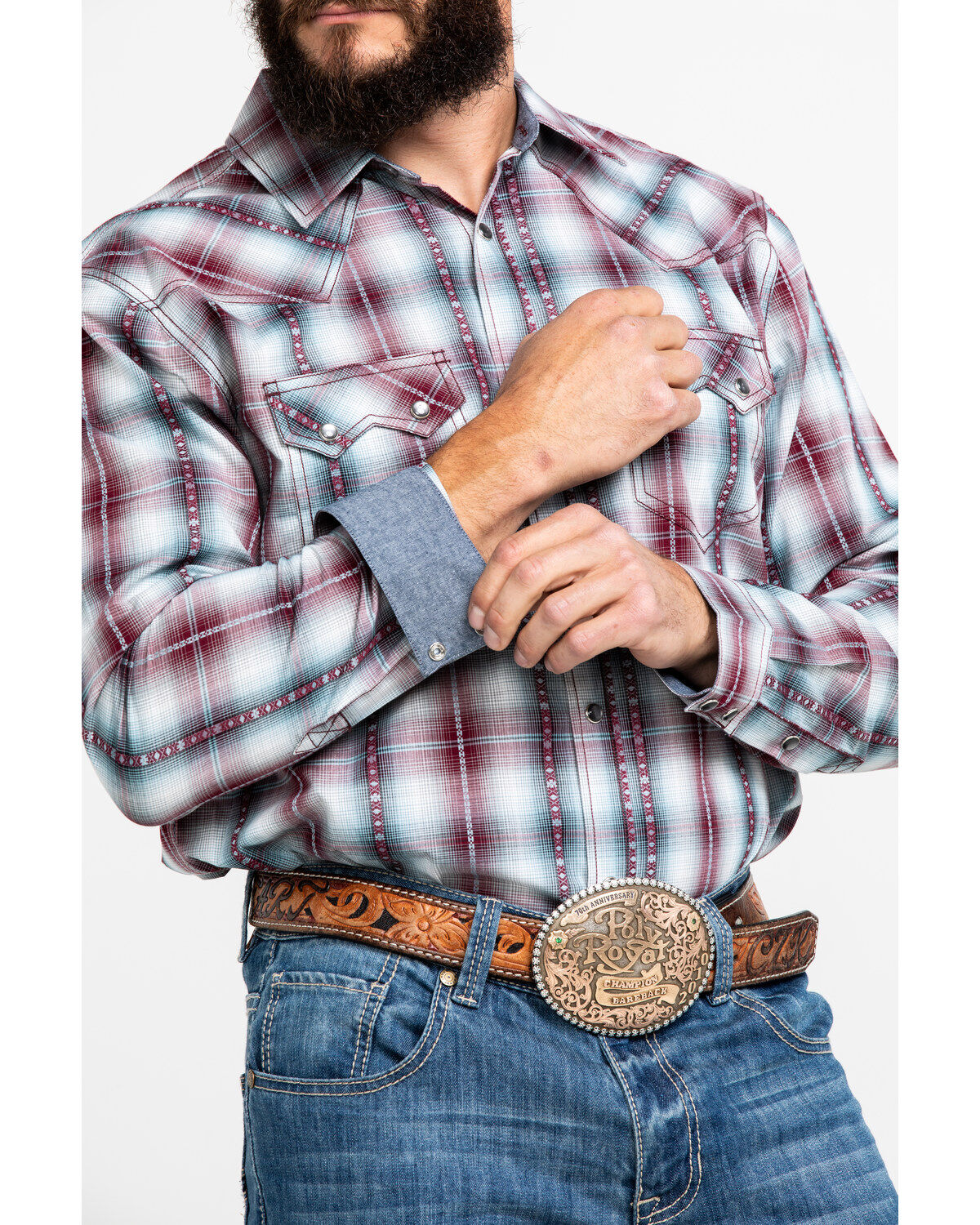 Image #4 - Cody James Men's MC Calister Med Plaid Long Sleeve Western Shirt , , hi-res