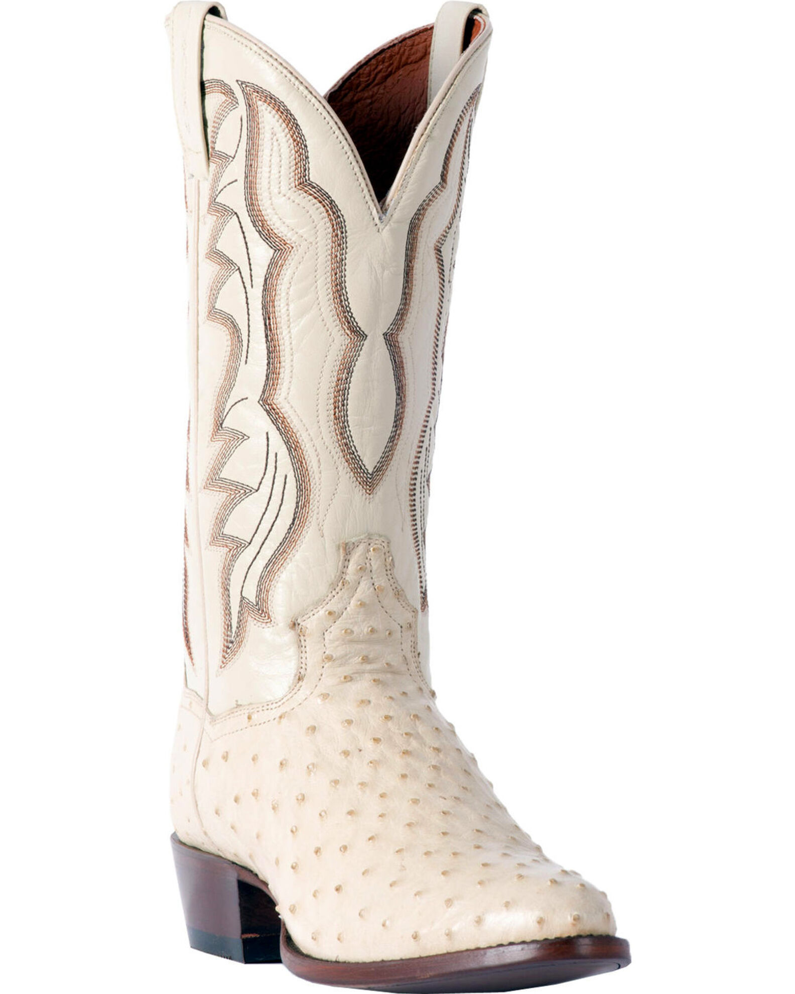 Product Name Dan Post Men s White Pershing Full Quill Ostrich Boots Medium Toe