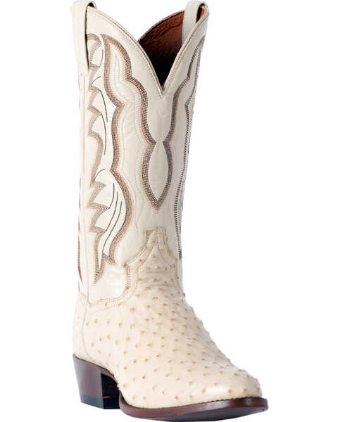 Image #1 - Dan Post Men's White Pershing Full Quill Ostrich Boots - Medium Toe , , hi-res