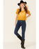 Very J Women's Mustard Circle Crochet Short Sleeve Crop Top , Mustard, hi-res