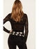 Molly Bracken Women's Floral Lace Long Sleeve Top, Black, hi-res