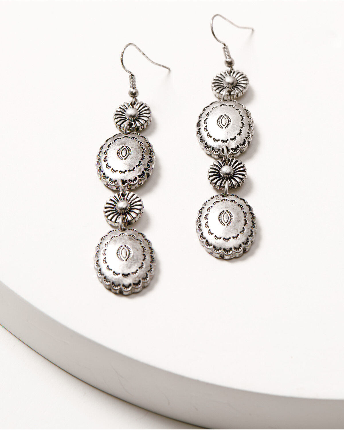 Image #1 - Shyanne Women's Shiloh Ridge Concho Earrings, Silver, hi-res