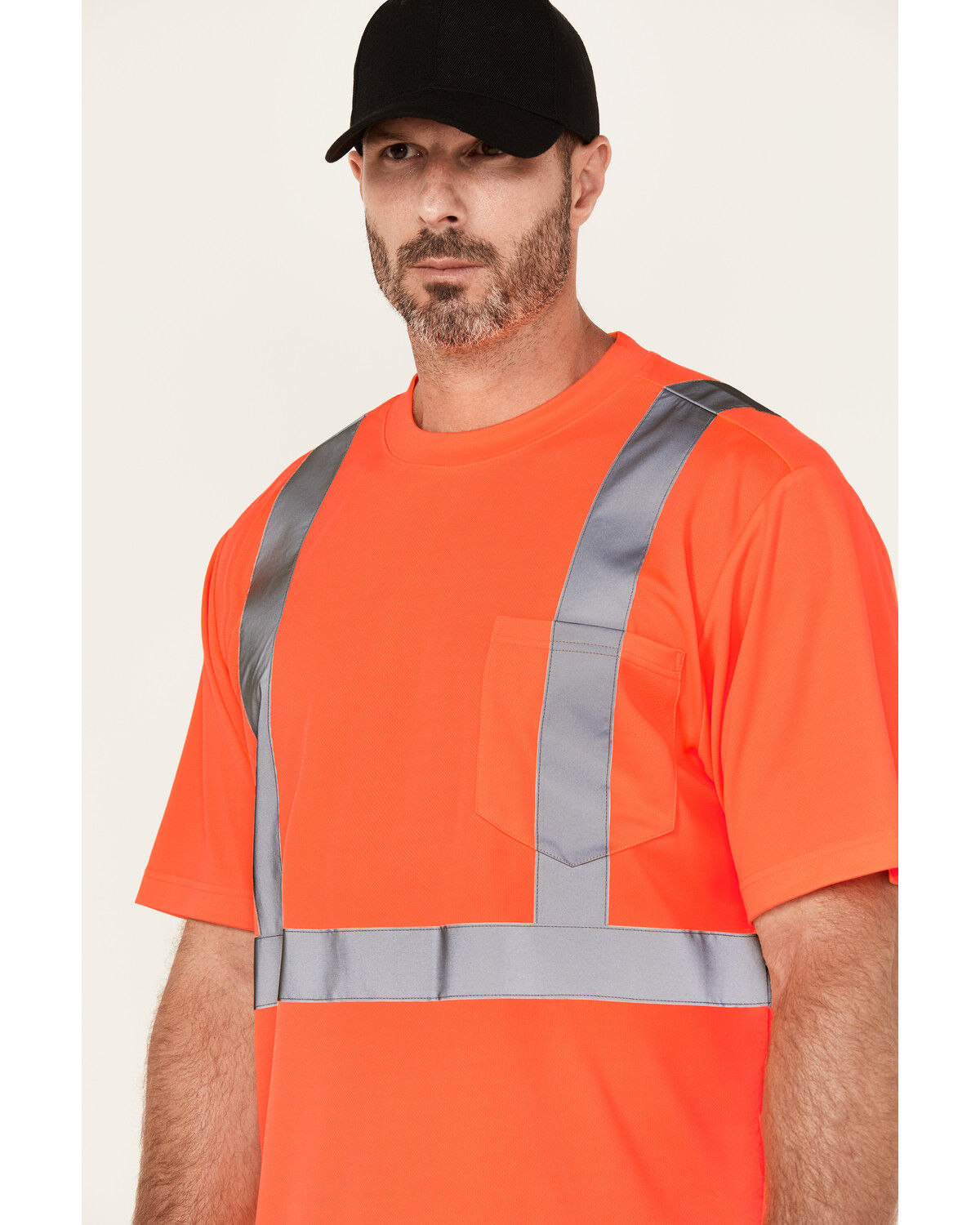 Image #2 - Hawx Men's Hi-Vis Reflective Short Sleeve Work T-Shirt - Big, Orange, hi-res