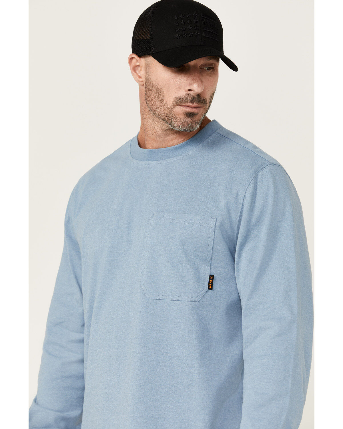 Image #2 - Hawx Men's Forge Long Sleeve Work T-Shirt, Light Blue, hi-res