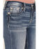 Image #4 - Miss Me Women's Medium Wash Mid Rise Horseshoe Pocket 34" Bootcut Stretch Denim Jeans, Medium Wash, hi-res