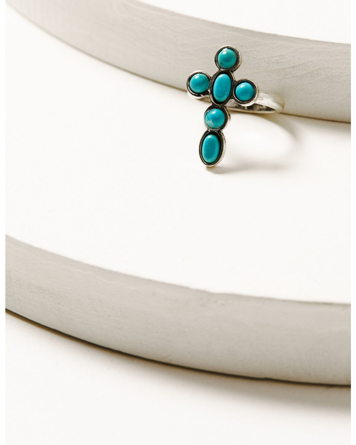 Image #3 - Shyanne Women's Silver & Turquoise Stone Cross 5-piece Ring Set, Silver, hi-res
