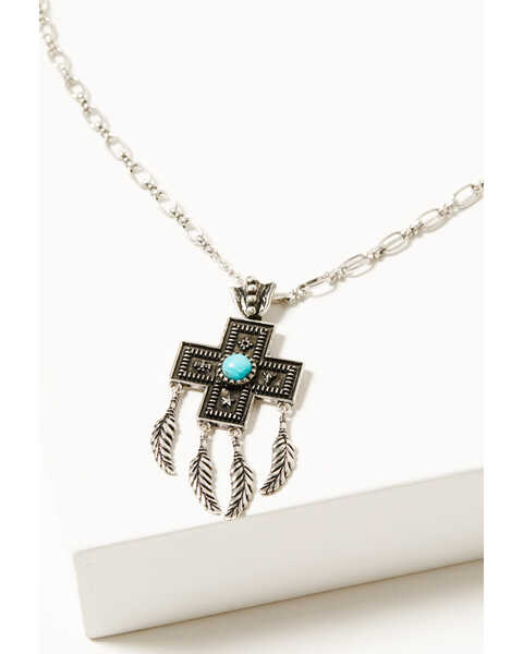 Shyanne Women's Southwestern Antique Cross Necklace , Silver, hi-res