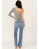 Image #3 - Sneak Peek Women's Medium Wash High Rise Exposed Button-Fly Stretch Bootcut Jeans, , hi-res