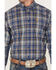 Cinch Men's Plaid Print Long Sleeve Button Down Western Shirt , Royal Blue, hi-res