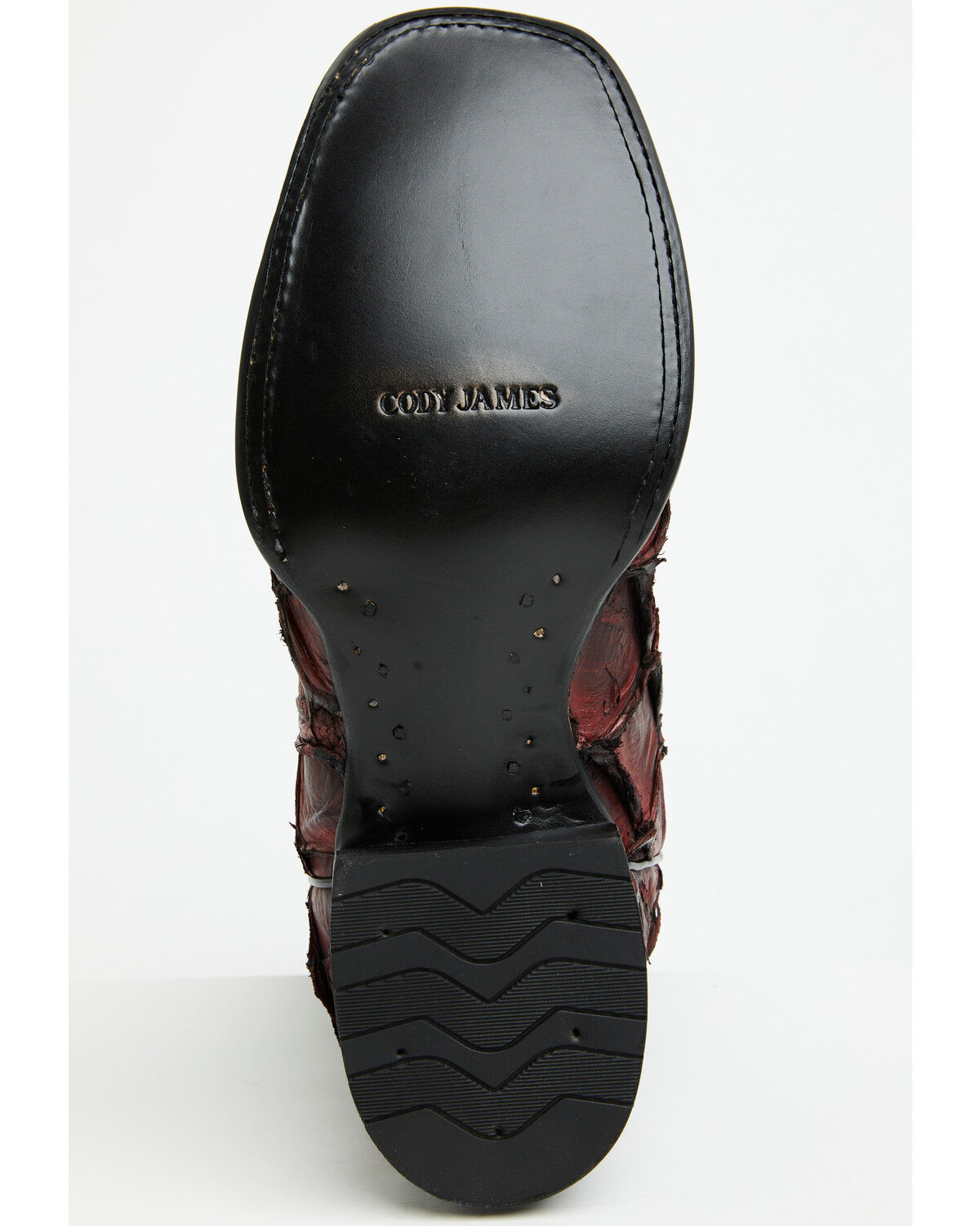 Image #7 - Cody James Men's Exotic Pirarucu Western Boots - Broad Square Toe, Black Cherry, hi-res