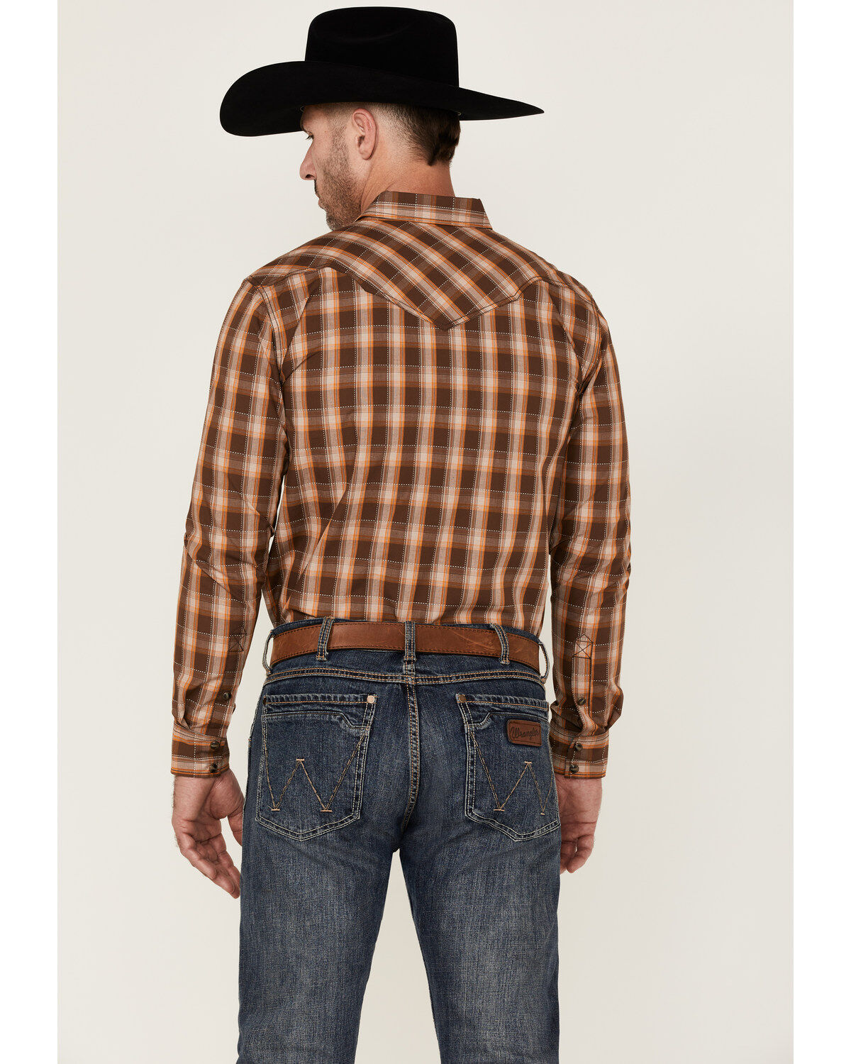 Image #4 - Cody James Men's Weekender Plaid Long Sleeve Snap Western Shirt, Brown, hi-res